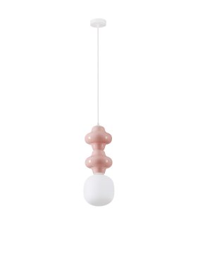 Nova Luce Clio - Hängelampe - Ø 18 x 215 cm - rosa, weiß und Opalglas