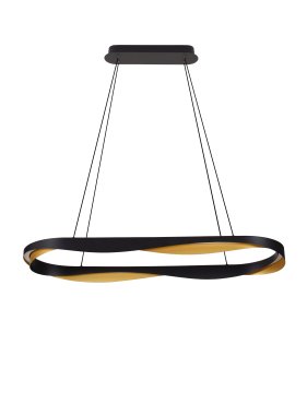 Nova Luce Radon - Hängelampe - Ø 100 x 160 cm - 62W dimmbar LED inkl. - matt schwarz und gold