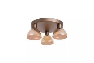 Searchlight Cannes - Deckenleuchte - Ø 47 x 17,1 cm, 21 W dimmbare LED inkl. - kaffeebraun und bernsteinfarben