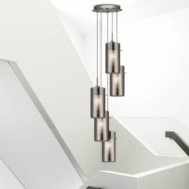 Searchlight Duo 2 - Pendelleuchte - Ø 28 x 120 cm - geräuchertes und mattiertes Glas