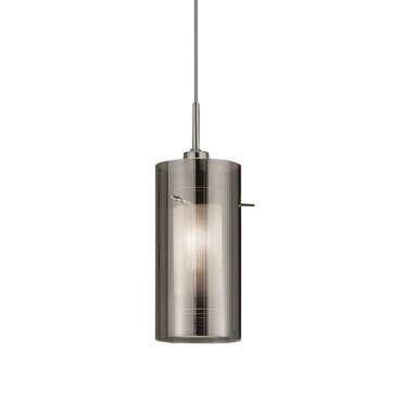 Searchlight Duo 2 - Pendelleuchte - Ø 13 x 100 cm - geräuchertes und mattiertes Glas