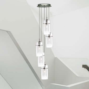 Searchlight Duo 1 - Hängeleuchte - Ø 28 x 120 cm - Chrom und transparent
