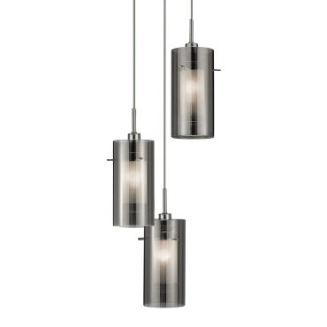 Searchlight Duo 2 - Pendelleuchte - Ø 26 x 120 cm - geräuchertes und mattiertes Glas