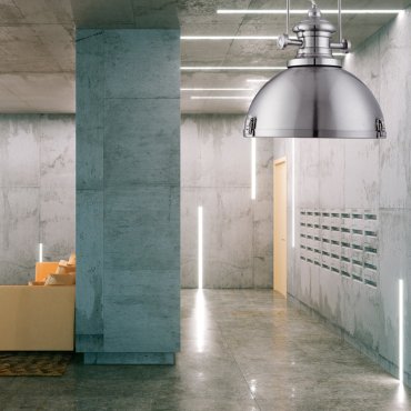 Searchlight Industrial Pendelleuchten - Pendelleuchte - Ø 39 x 150 cm - satiniert silber