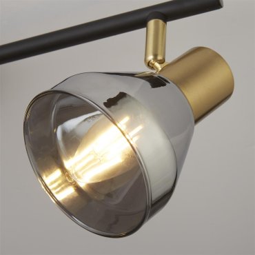 Searchlight Westminster - Aufbaustrahler 3L - 59 x 19 x 20 cm - schwarz, Messing satiniert und Rauchglas