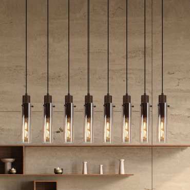 Searchlight Sweden II - Pendelleuchte - 110 x 120 cm - mokka und bernsteinfarben