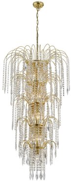 Searchlight Waterfall - Kronleuchter - Ø 58 x 264 cm - gold und transparent