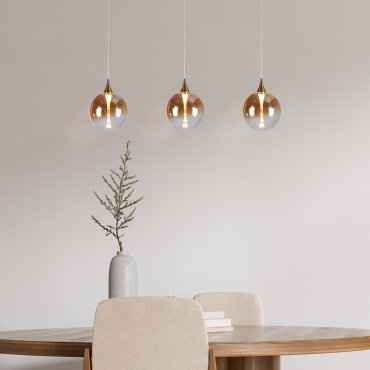 Searchlight Alchemy - Pendelleuchte - 68 x 150 cm - 13W dimmbare LED inkl - schwarz, gold und bernsteinfarben