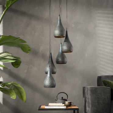 Vico Stepped Punch - Pendelleuchte - Ø 35 x 150 cm - schwarzbraun