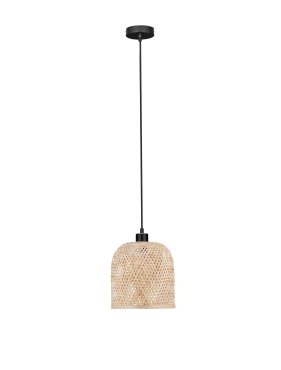 Nova Luce Intra - Hängelampe - Ø 23 x 130 cm - Bambus natur und Schwarz