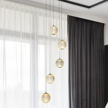 Searchlight Allure - Pendelleuchte - Ø 30 x 150 cm - 21W dimmbare LED inkl - Messing satiniert und transparent