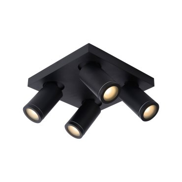 Lucide Taylor - Aufbaustrahler 4L - 24 x 24 x 12,5 cm - 4 x 5W dimmbare LED inkl. - dimmbar bis warm - IP44 - schwarz