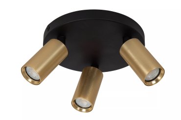 Lucide Ritmo - Aufbaustrahler 3L - Ø 18 x 11,1 cm - schwarz mit gold