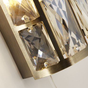Searchlight Bijou - Wandleuchte mit Zugschalter - 16,5 x 27 cm - Messing antik und champagner