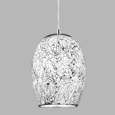 Searchlight Crackle - Hängeleuchte - Ø 18 x 135 cm - weißes Crackle-Glas