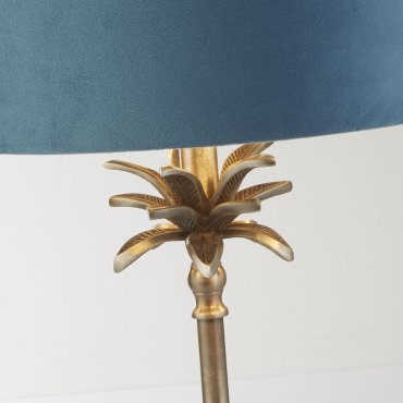 Searchlight Palm - Tischleuchte - Ø 38 x 65 cm - antik nickel und blau-grün
