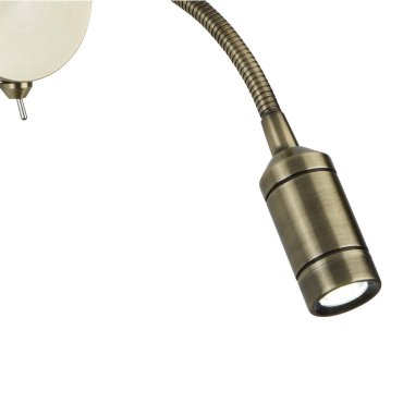 Searchlight LED Adjustable Wall Lights - Wandleuchte mit Schalter - 7 x 24 cm - 1W LED inkl. - Messing antik