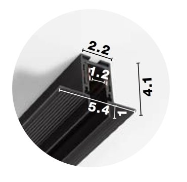 Nova Luce Ultra Slim - rahmenlose versenkte Magnetschiene mit 1 cm tiefen Flügeln - 100 cm - schwarz