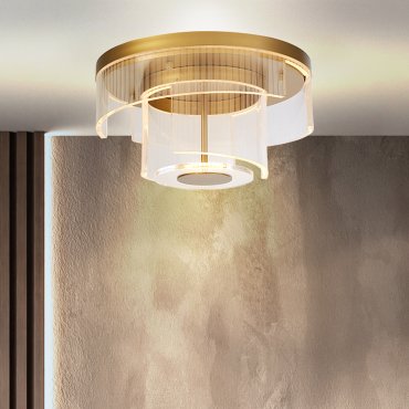 Searchlight Deco - Deckenleuchte - Ø 40 x 20 cm - 30W dimmbare LED inkl - gold und transparent