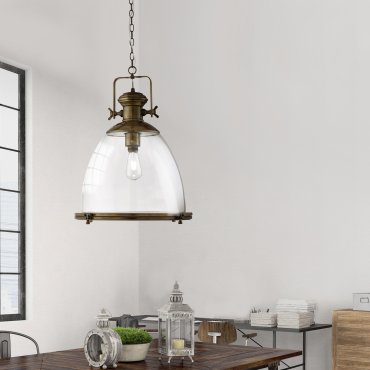 Searchlight Industrial Pendelleuchten - Hängeleuchte - Ø 49 x 200 cm - Messing antik