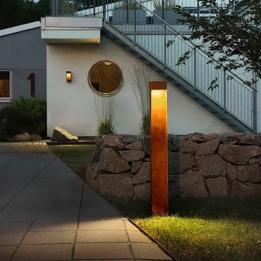 Konstsmide Rho - Pollerleuchte - 12 x 9 x 100 cm - 10W dimmbare LED inkl. - IP54 - rostbraun