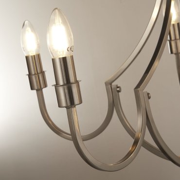 Searchlight Lodge - Kronleuchter - Ø 65 x 120 cm - satiniert silber