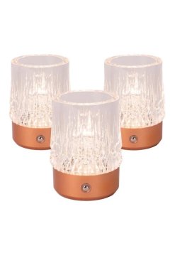 Lucide Lili - 3er-Set wiederaufladbare Tischlampen - Ø 8 x 10,3 cm - 3W dimmbare LED inkl - Kupfer