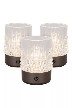 Lucide Lili - 3er-Set wiederaufladbare Tischlampen - Ø 8 x 10,3 cm - 3W dimmbare LED inkl. - schwarz