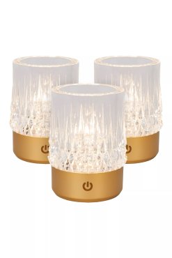 Lucide Lili - 3er-Set wiederaufladbare Tischlampen - Ø 8 x 10,3 cm - 3W dimmbare LED inkl. - gold