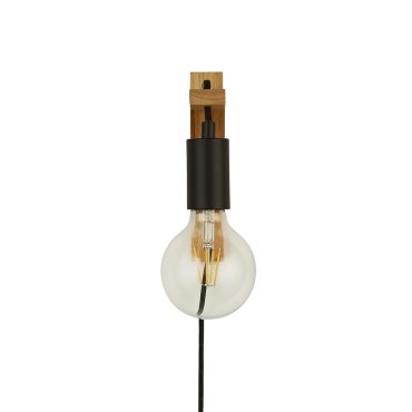 Searchlight Woody - Stecker-Wandleuchte - 4,3 x 20 cm - schwarz und braun