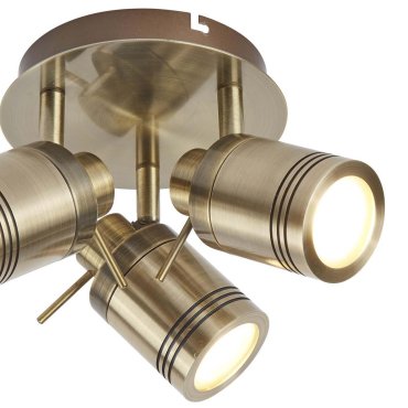 Searchlight Samson - Aufbaustrahler 3L - Ø 28 x 16 cm - IP44 - Messing antik