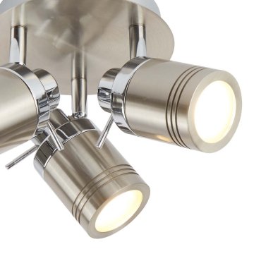 ZWEITE CHANCE - Searchlight Samson - Aufbaustrahler 3L - Ø 28 x 16 cm - IP44 - satiniert silber