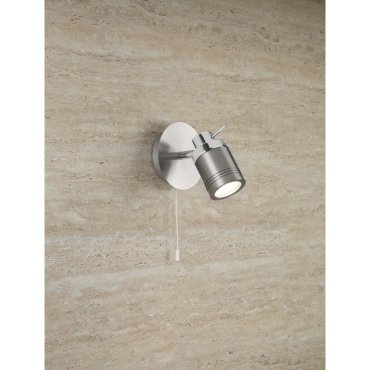 Searchlight Samson - Wandleuchte mit Zugschalter - 10 x 16 cm - IP44 - satiniert silber