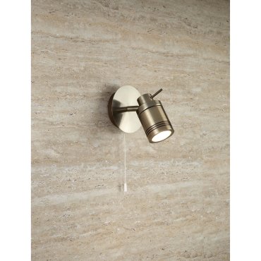Searchlight Samson - Wandleuchte mit Zugschalter - IP44 - Messing antik