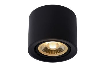 Lucide Fedler - Aufbaustrahler - Ø 12 x 8,5 cm - 12W dimmbare LED inkl - dimmbar auf warm - schwarz