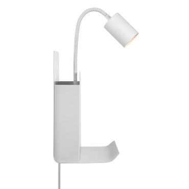 Nordlux Roomi - Wandleuchte mit Schalter und doppeltem USB-Anschluss - 16,5 x 24,8 x 28,2 cm - weiß