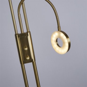 ZWEITE CHANCE - Searchlight Mother &amp; Child - Stehleuchte mit Leselicht - Ø28 x 193 cm - 25,5W + 5W dimmbare LED inkl - Messing satiniert