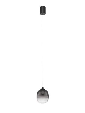 Nova Luce Kita - Hängelampe - Ø 10 x 125 cm - 6W LED inkl. - Sand Schwarz und rauchglas