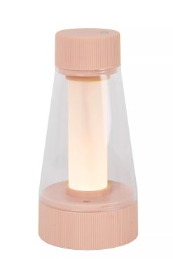Lucide Lorali - wiederaufladbare Tischleuchte - Ø 7,7 x 16 cm - 1,2W LED mit Dimmfunktion inkl. - IP44 - rosa