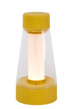 Lucide Lorali - wiederaufladbare Tischleuchte - Ø 7,7 x 16 cm - 1,2W LED mit Dimmerfunktion inklusive - IP44 - ockergelb