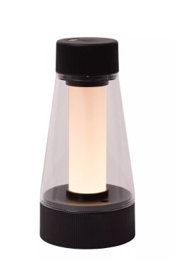 Lucide Lorali - wiederaufladbare Tischleuchte - Ø 7,7 x 16 cm - 1,2W LED mit Dimmfunktion inkl. - IP44 - schwarz