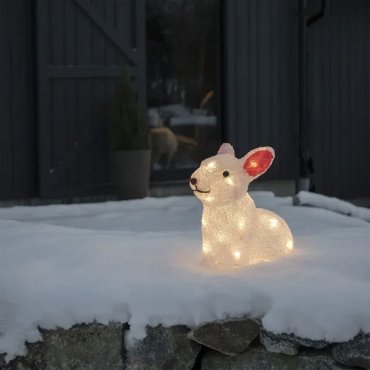 Konstsmide Weihnachtsbeleuchtung - batteriebetriebenes Kaninchen - 24 x 14,5 x 22 cm - IP44 - transparent