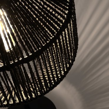 Searchlight Wicker - Tischleuchte - Ø 30,5 x 55 cm - mattschwarz
