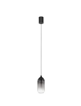 Nova Luce Kita - Hängelampe - Ø 7 x 154 cm - 6W LED inkl. - Sand Schwarz und rauchglas
