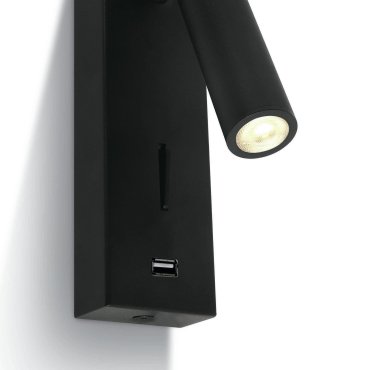 ONE Light Reading Spots - Wandleuchte mit Schalter - 6 x 2,5 x 18 cm - 3W LED inkl. - schwarz