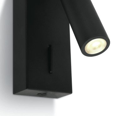 ONE Light Reading Spots - Wandleuchte mit Schalter - 5 x 2,5 x 12 cm - 3W LED inkl. - schwarz