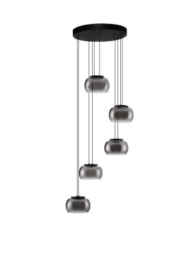 Nova Luce Bios - Hängelampe - Ø 52 x 217 cm - 41W dimmbar LED inkl. - matt schwarz und rauchgrau