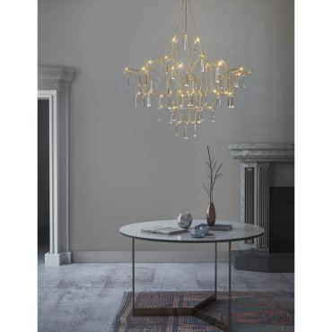 Nova Luce Goro - Hängeleuchte - Ø 80 x 160 cm - 20W LED inkl. - gold und transparent