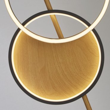 Searchlight Curio - Stehleuchte - 39 x 150 cm - 29W dimmbare LED inkl - schwarz und Holz-Effekt