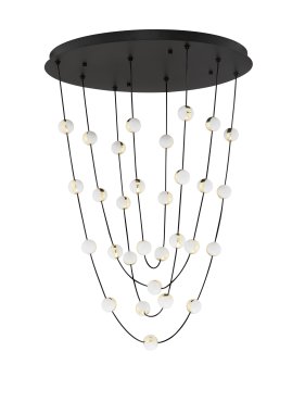 Nova Luce Alcinoe - Hängelampe - Ø 84 x 120 cm - 102W dimmbar LED inkl. - matt schwarz und gold